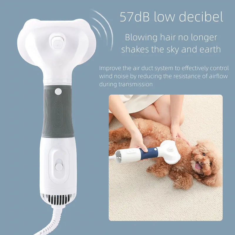 3-in-1 Quiet Pet Grooming Dryer with Comb Brush